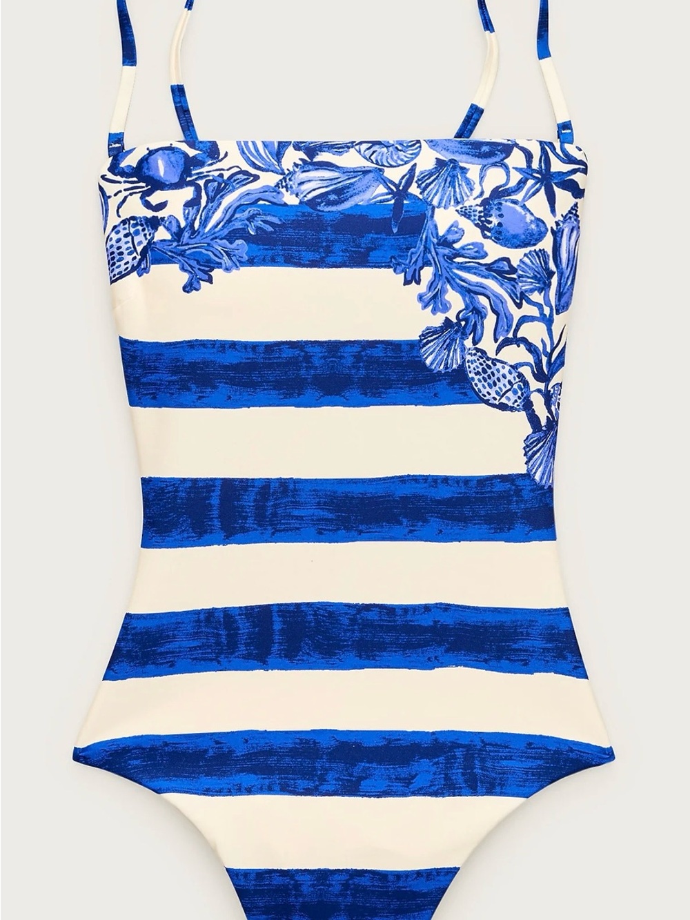 J. Crew bandeau one-piece in lobster & seashell print